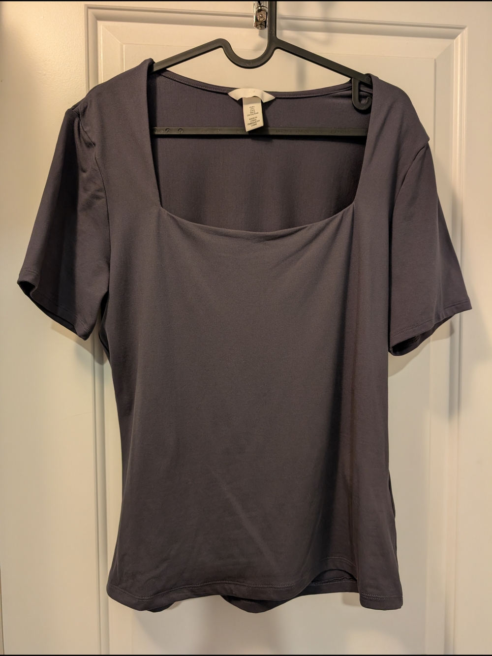 H&M Women's Short Sleeve Square Neck Top - Charcoal